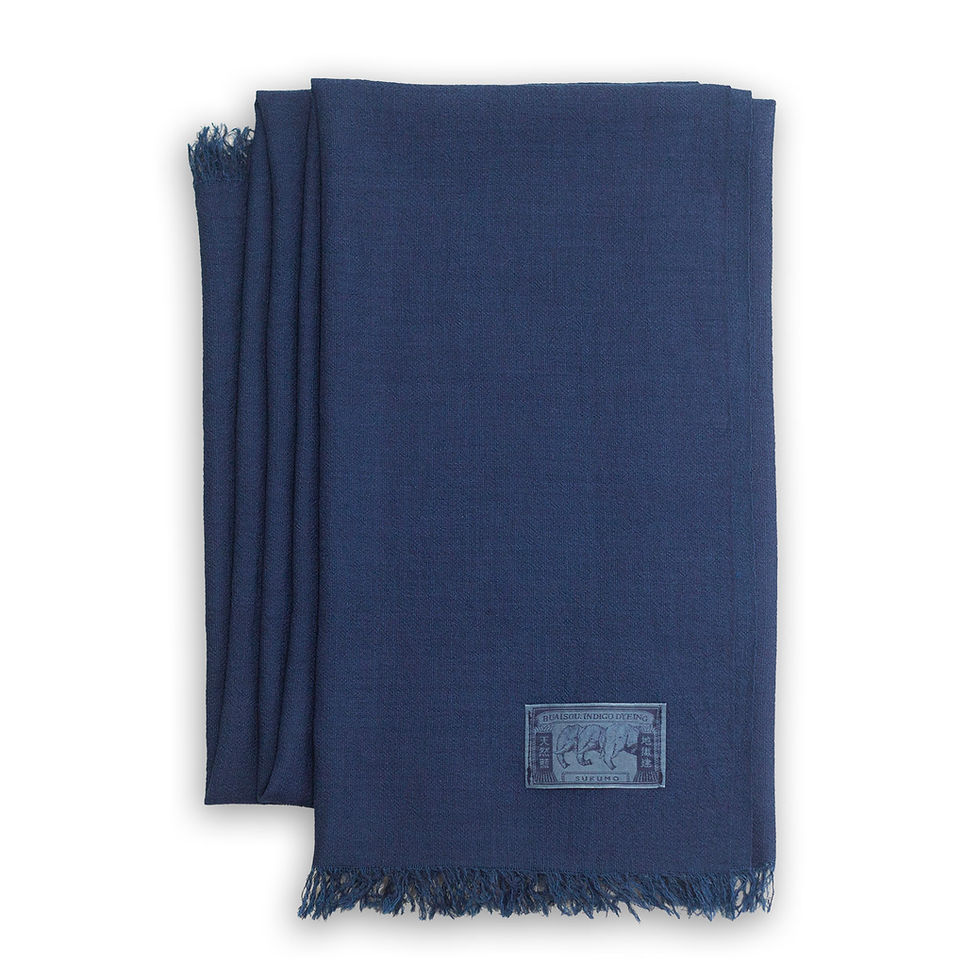 Ramie blend cashmere stole dark indigo