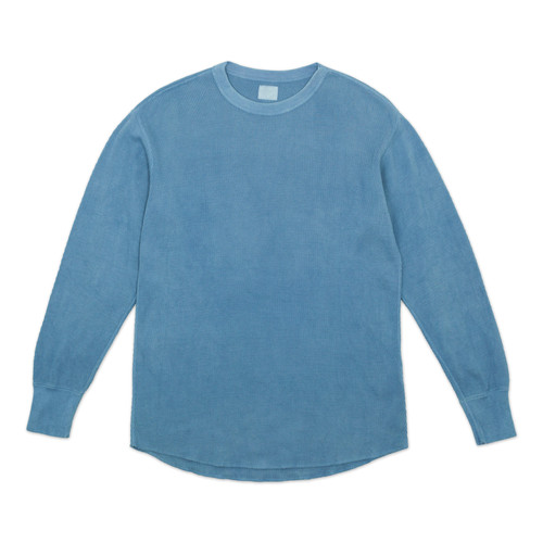 BUAISOU. Thermal long sleeve サーマル　藍染 Thermal long sleeve light indigo | buaisou-english
