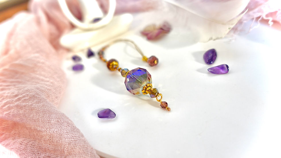 Miniaturbild: Pendel INTUITION aus facettiertem Glas in Violett-Blau mit Gold