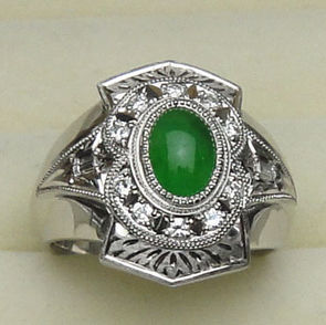 翡翠のリング、彫りと石留め