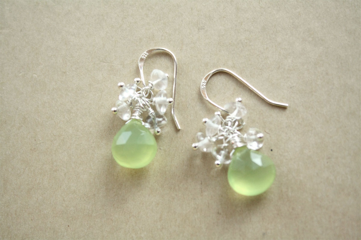 Sparkling Heart Chalcedony Earrings
