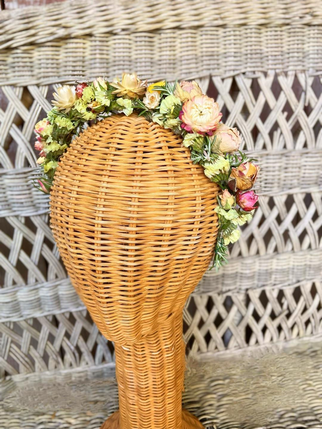 Floral hair crown with greenery