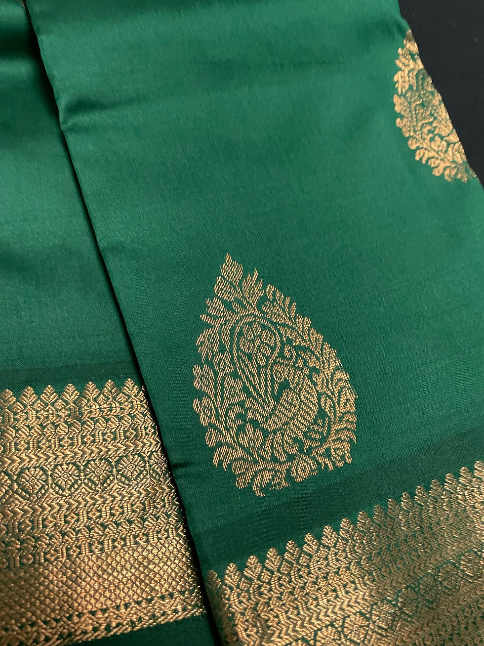 Thumbnail: Green Kanchipuram Pure Silk Saree with Gold zari