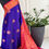 Thumbnail: Blue Kanchipuram Pure Silk Saree with Magenta Border and Rosegold zari