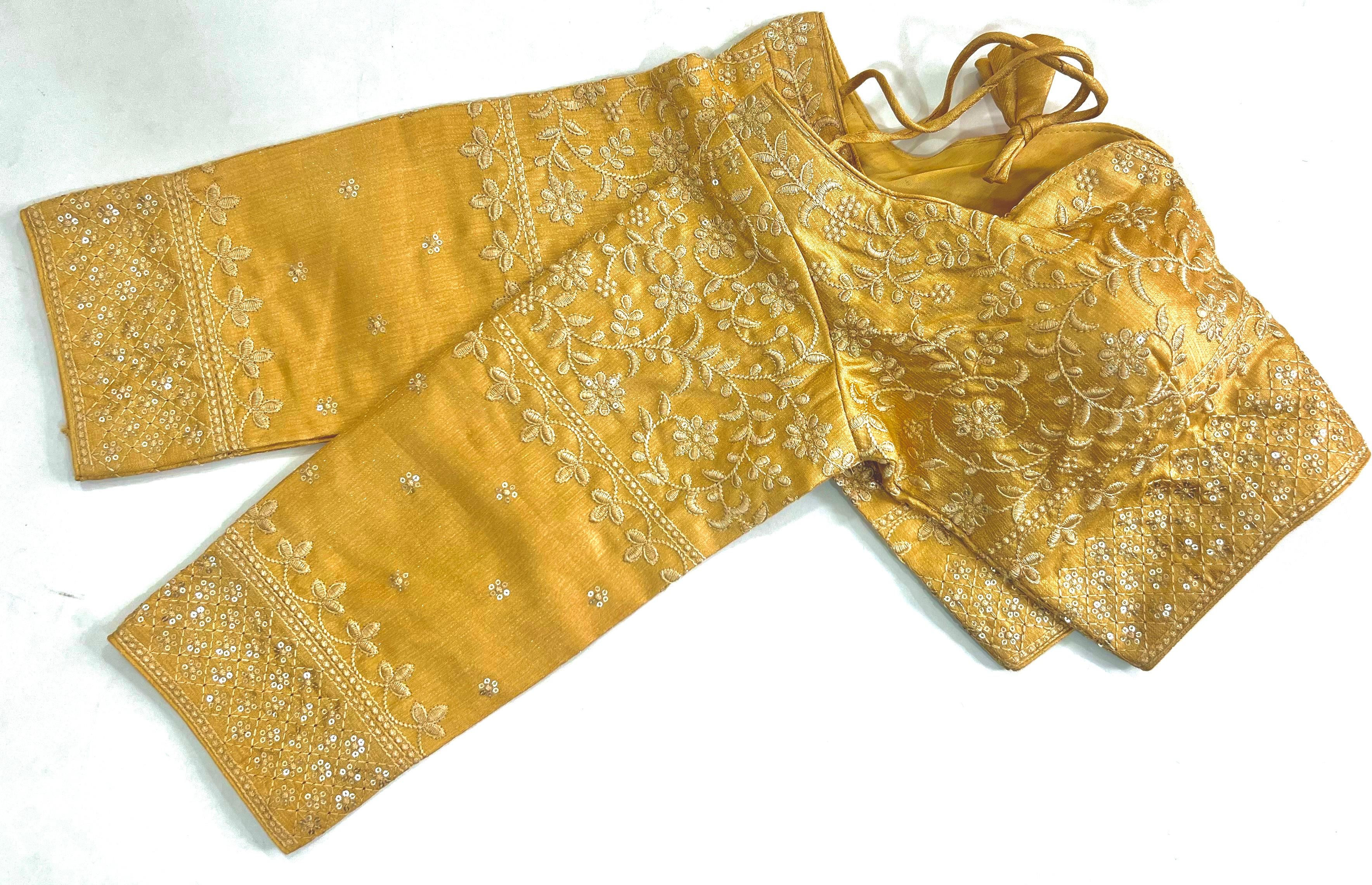 Light Yellow Saree Blouse with Embroidery