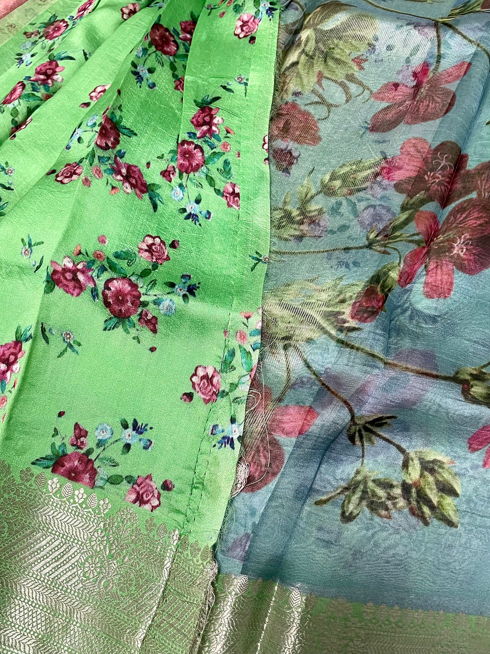 Thumbnail: Pastel Green Pure Silk Organza Saree