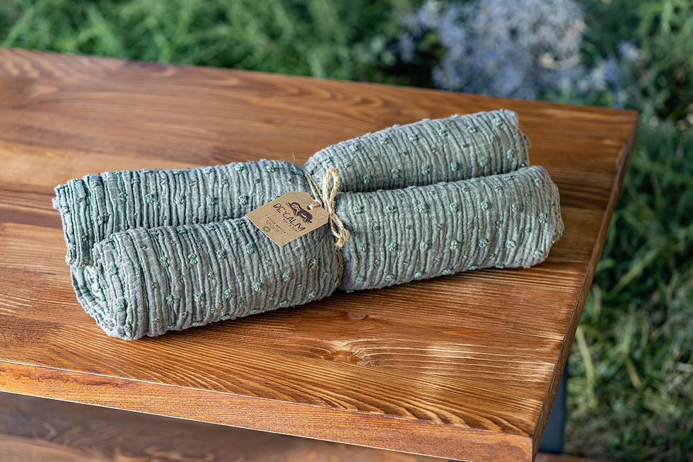 "Feel Calm" 3 Boyutlu Özel Dokuma 2 Kat Muslin Örtü