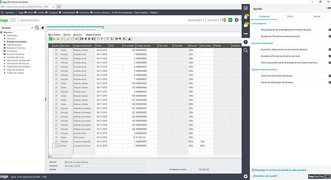 Almacenes Postventa Sage 200.