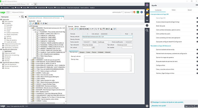 Gestion produccion Sage 200.