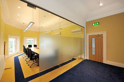 Office with a glass wall