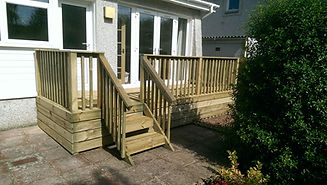 Timber decking with steps