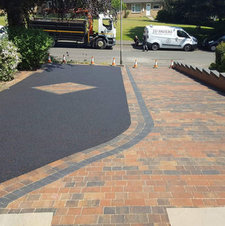 Tarmac® and block paving in a decorative pattern