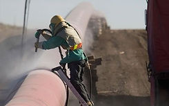 Sandblasting in process