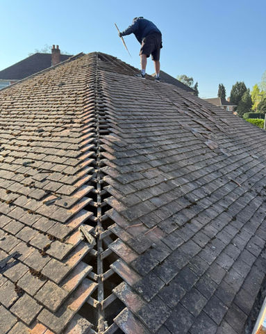 Roofing work in progress