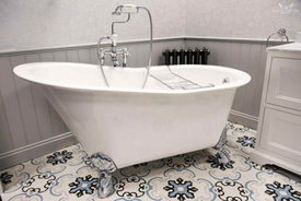 Traditional style bath on display in Plymouth