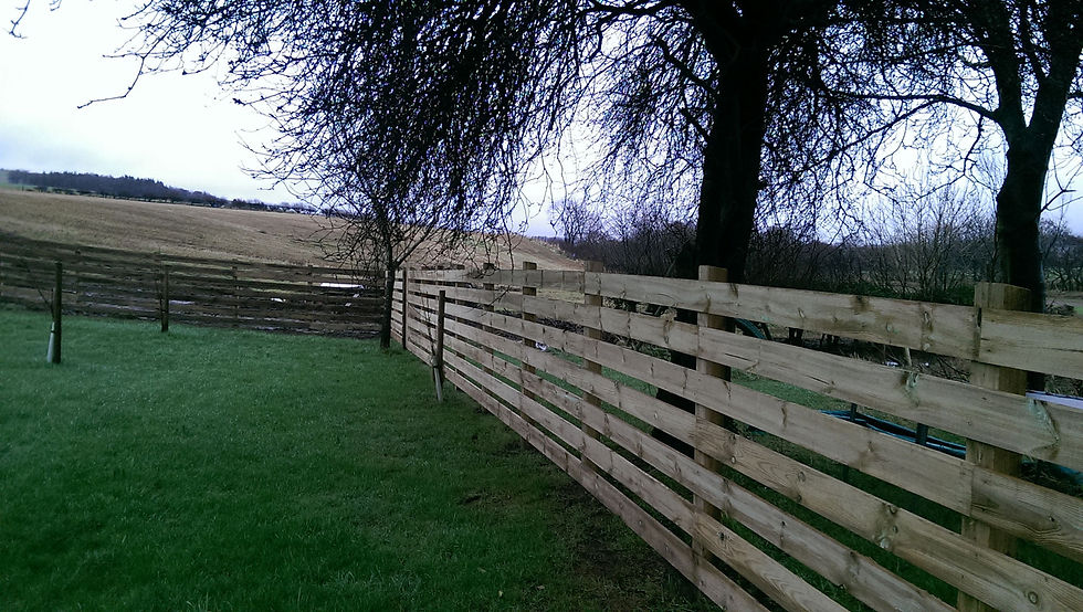 long wooden fence with horizontal slats