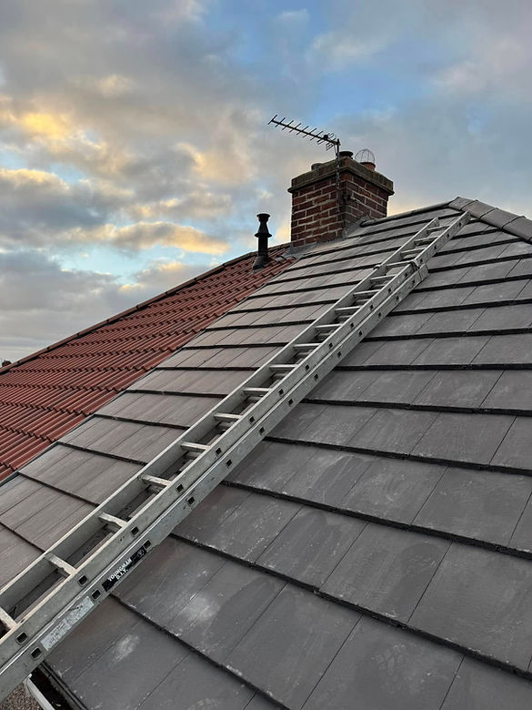 Ladders on a roof during work