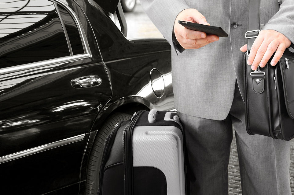 Businessman next to a taxi