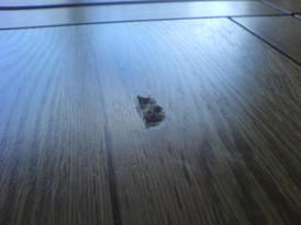 Knots and wood defects in a large fairly new solid oak table