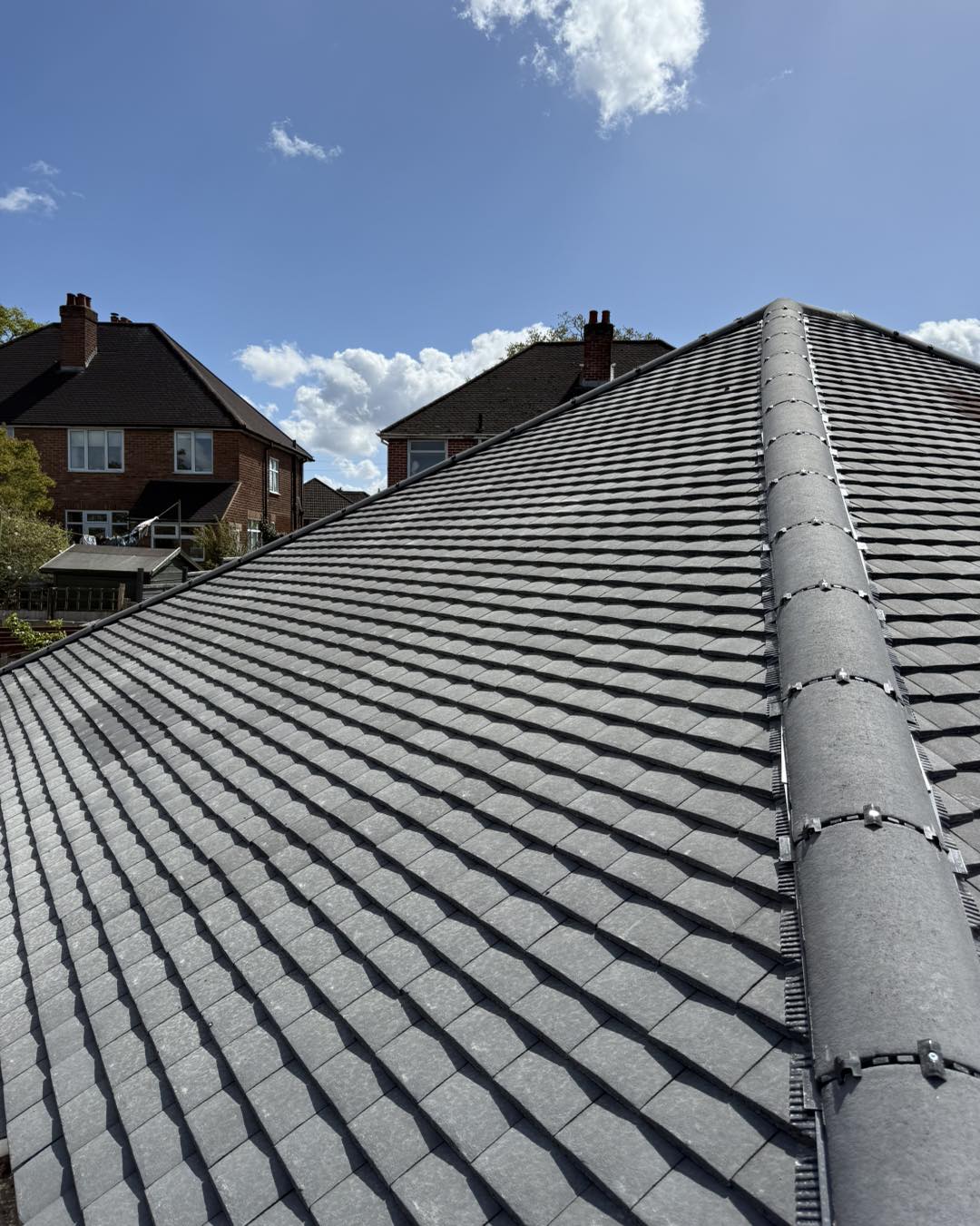 New tiled roof installation