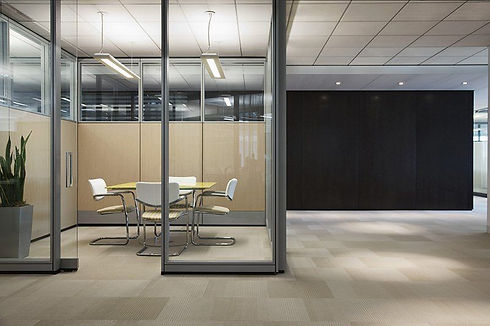 Demountable walls for a temporary space in an office