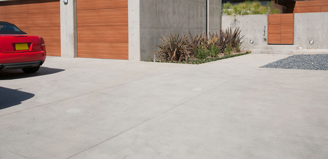 Concrete driveway and garage
