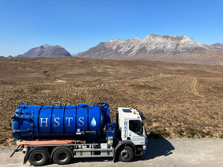 Tanker being driven in the Scottish Highlands
