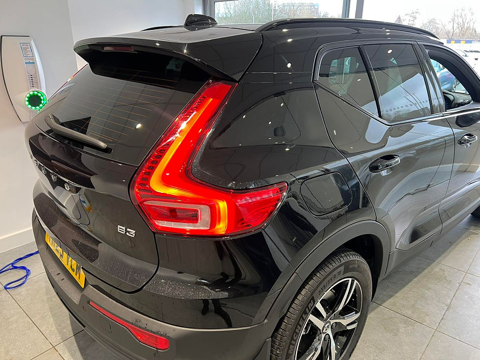 side back section of a black car
