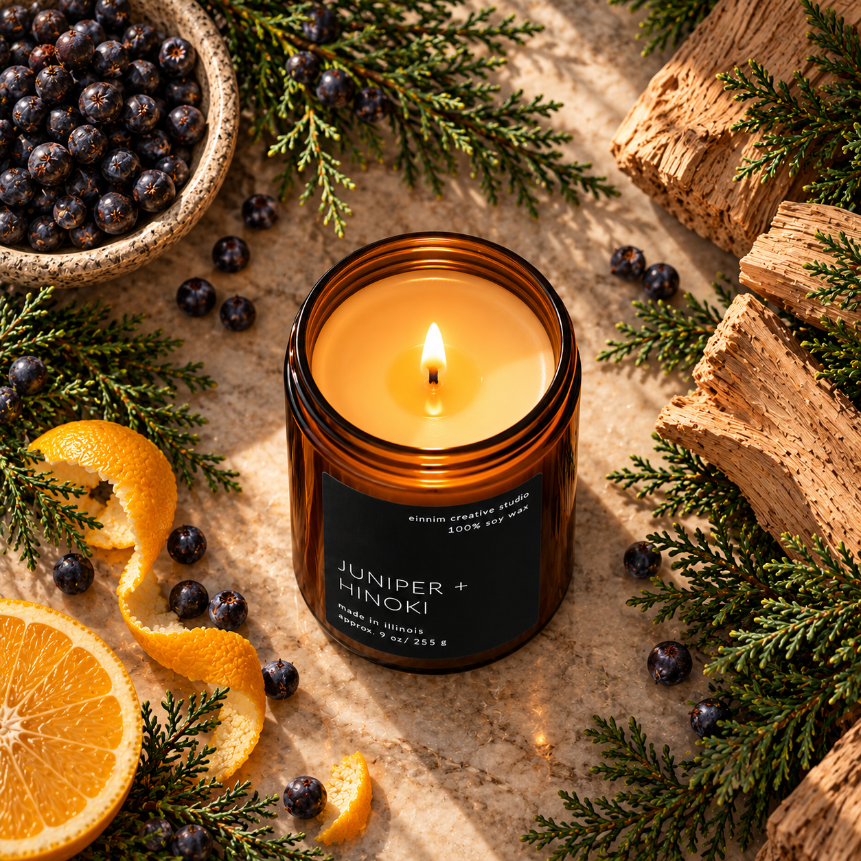 Juniper + Hinoki Soy Wax Candle