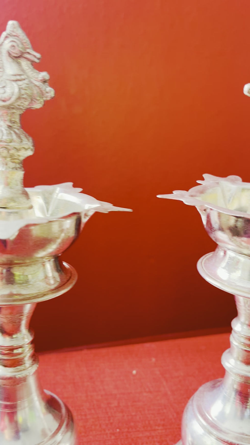 Thumbnail: German Silver Peacock Diya Lamps (Set of 2)