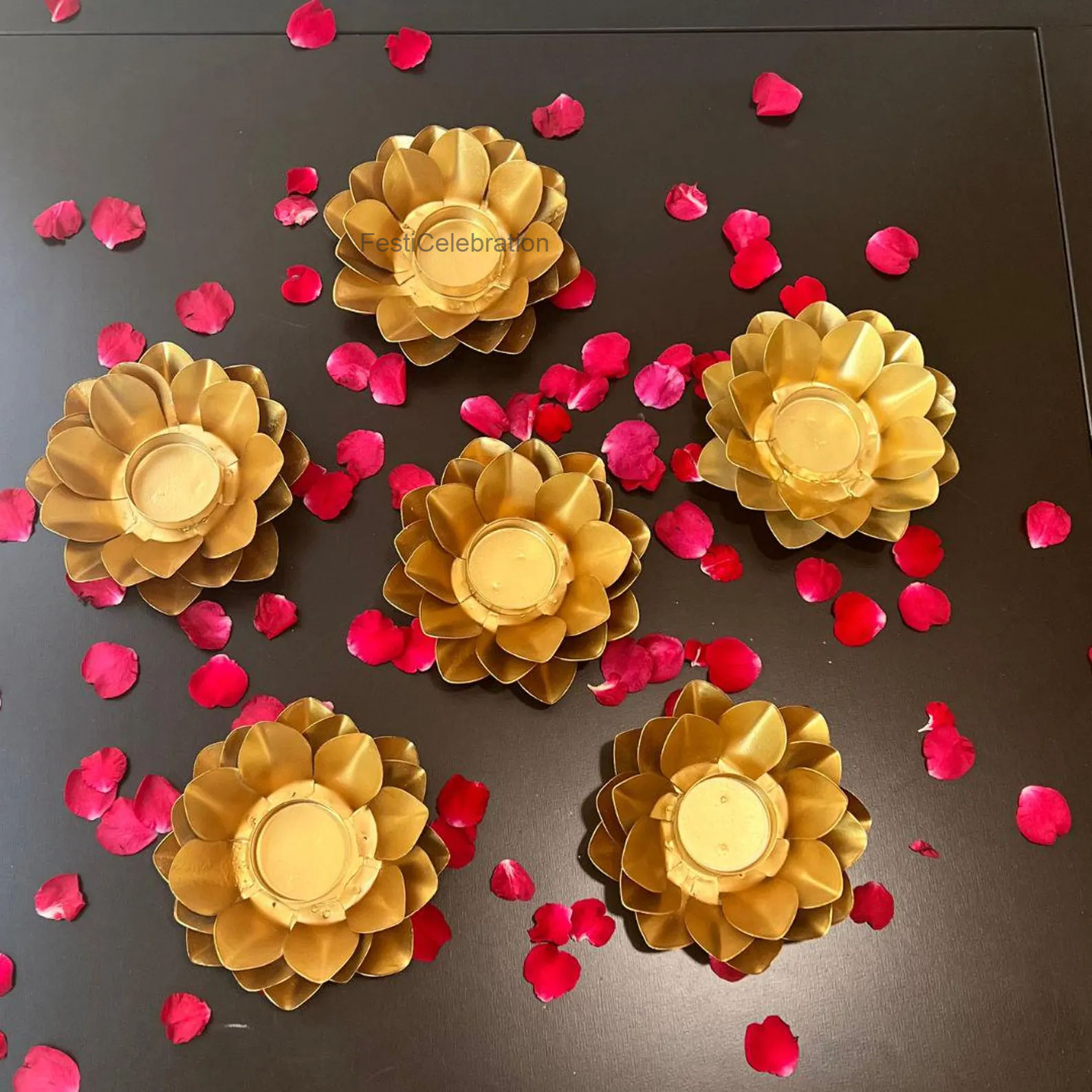Golden Lotus Diya