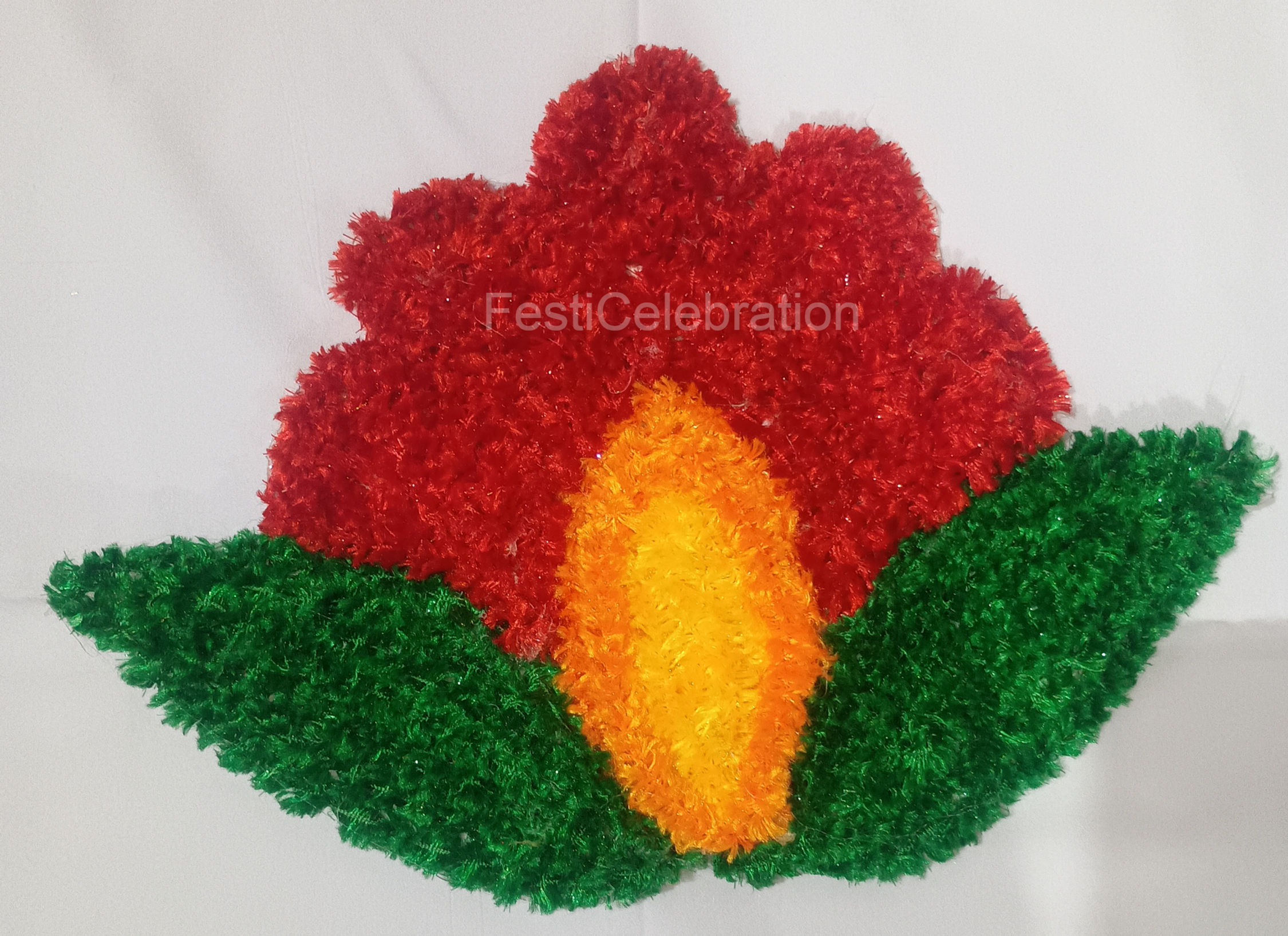 Handmade Tricolour Furry Rangoli – Decorative Floor Rangoli for Festival & Pooja