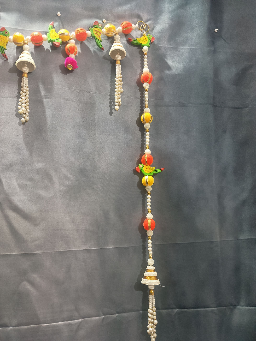 Thumbnail: Handcrafted Parrot Pearl Toran – Elegant door décor for weddings, festive