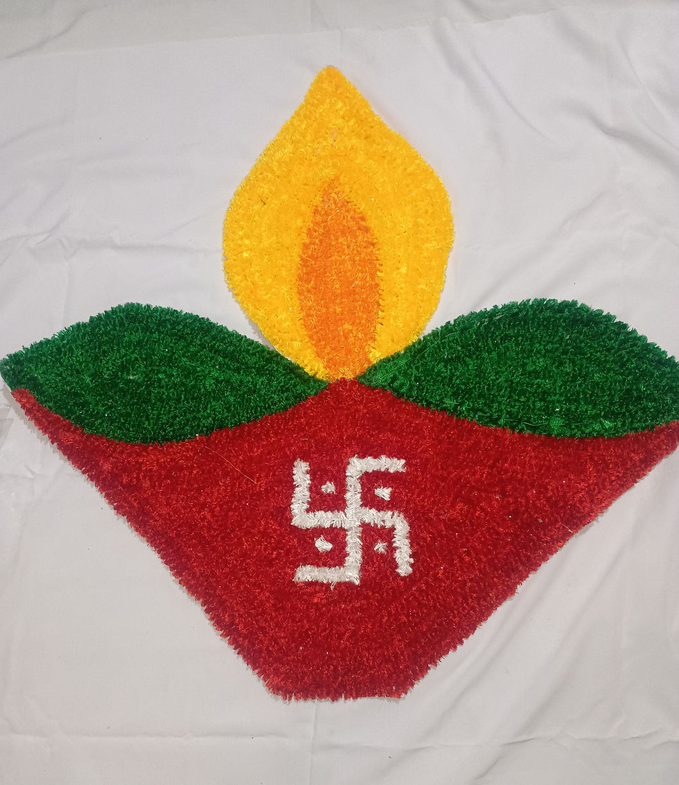 Traditional Swastik Diya Shape Door Mat / Rangoli Mat –Decorative Festival Floor