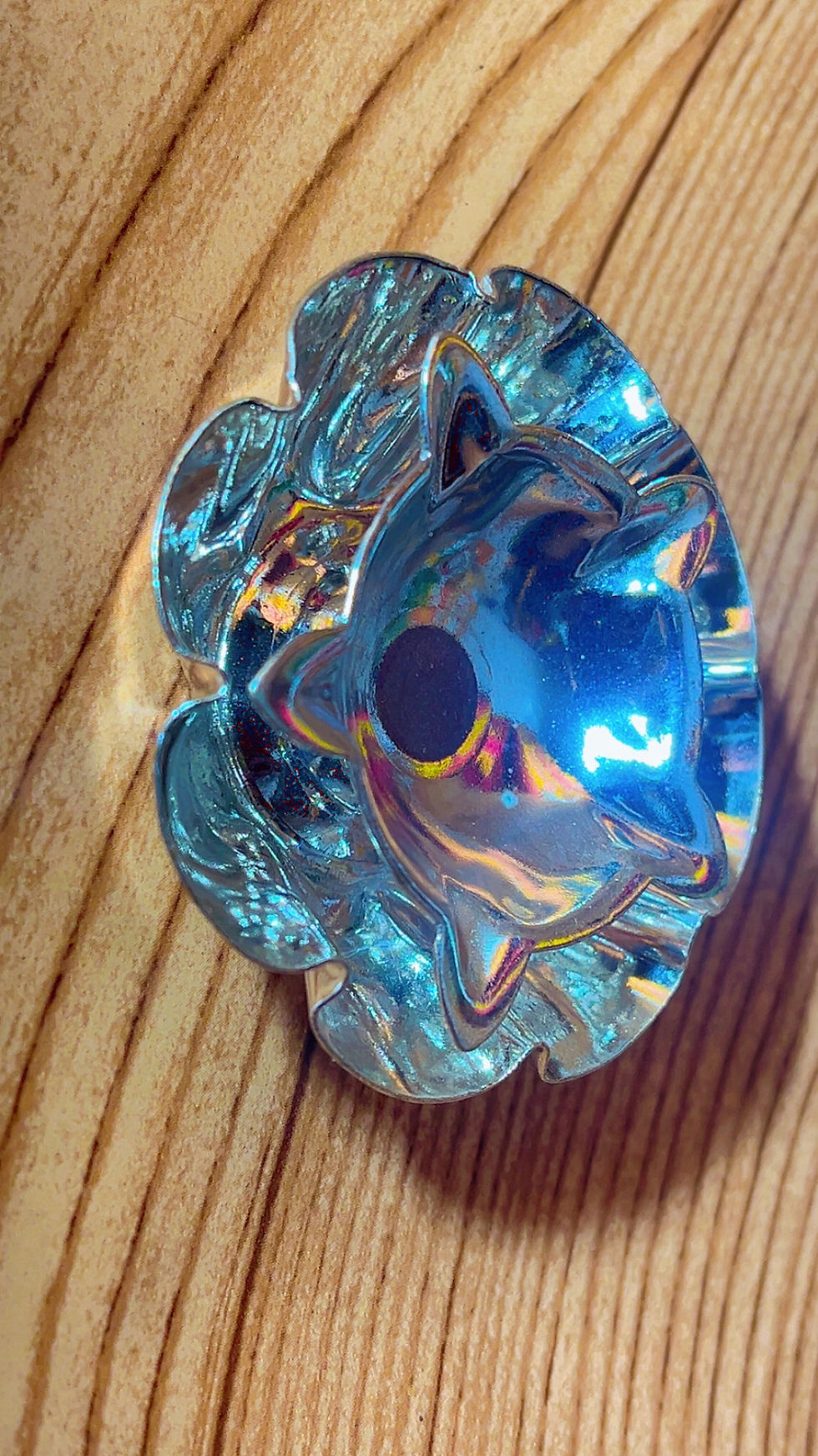 Thumbnail: Lotus shape german silver Flower Diya