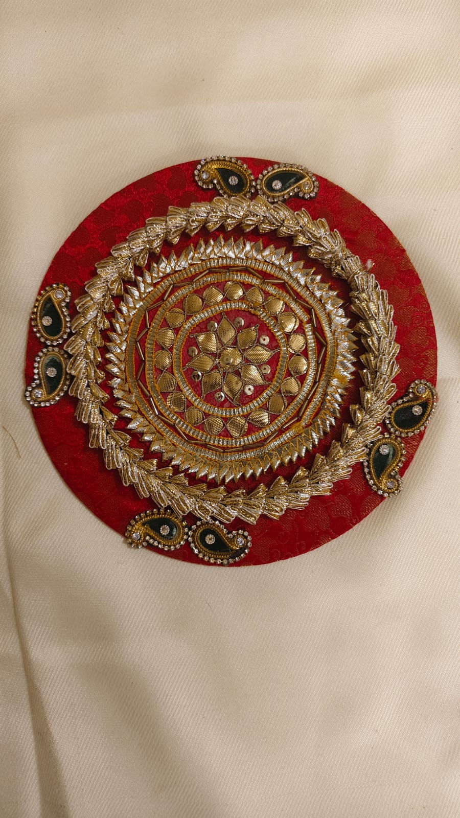 Thumbnail: Handcrafted ethnic mats showcasing ornate golden, red designs