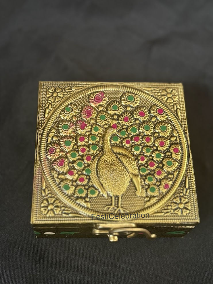Brass Peacock Design Box