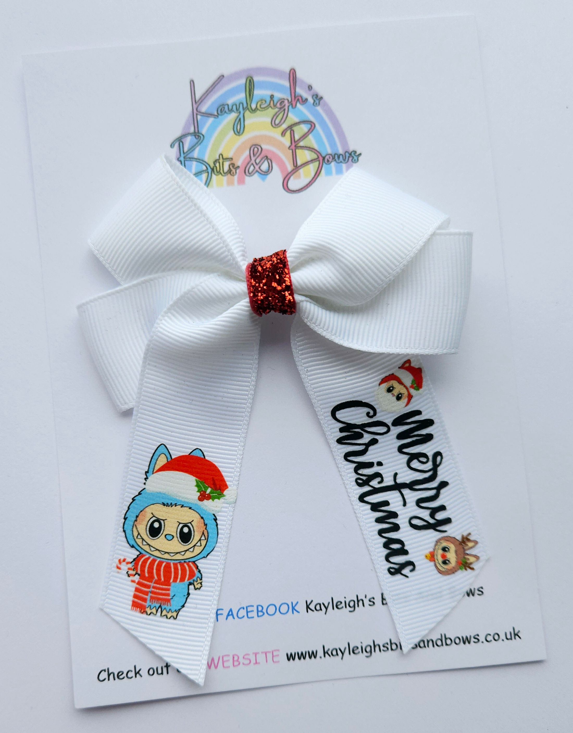 Christmas Monster Ribbon Hair Bow 