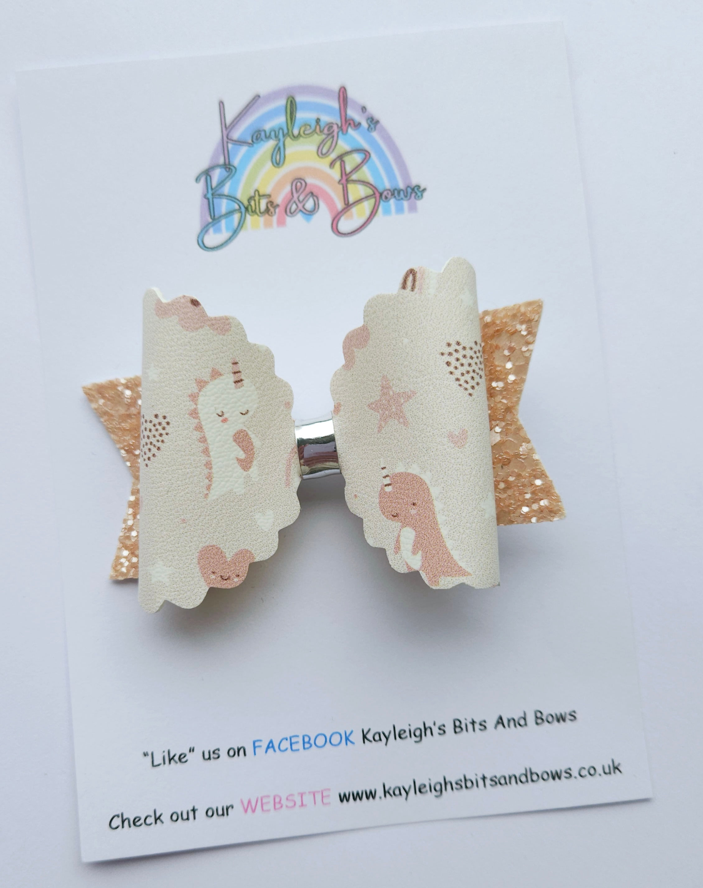 Unicorn Dinosaur Medium Hair Bow 