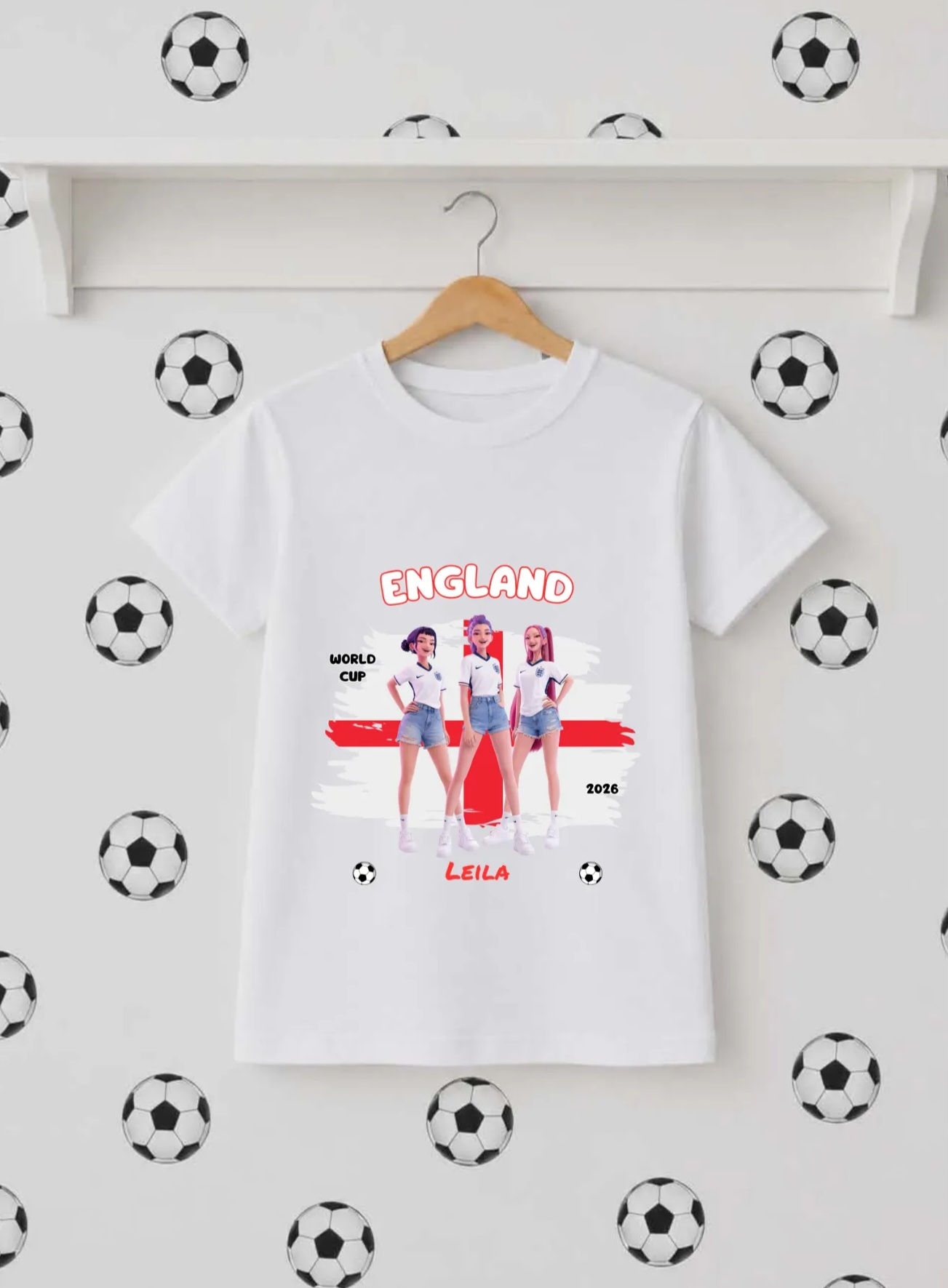 Personalised Kpop Demon Hunters World Cup T-shirt England