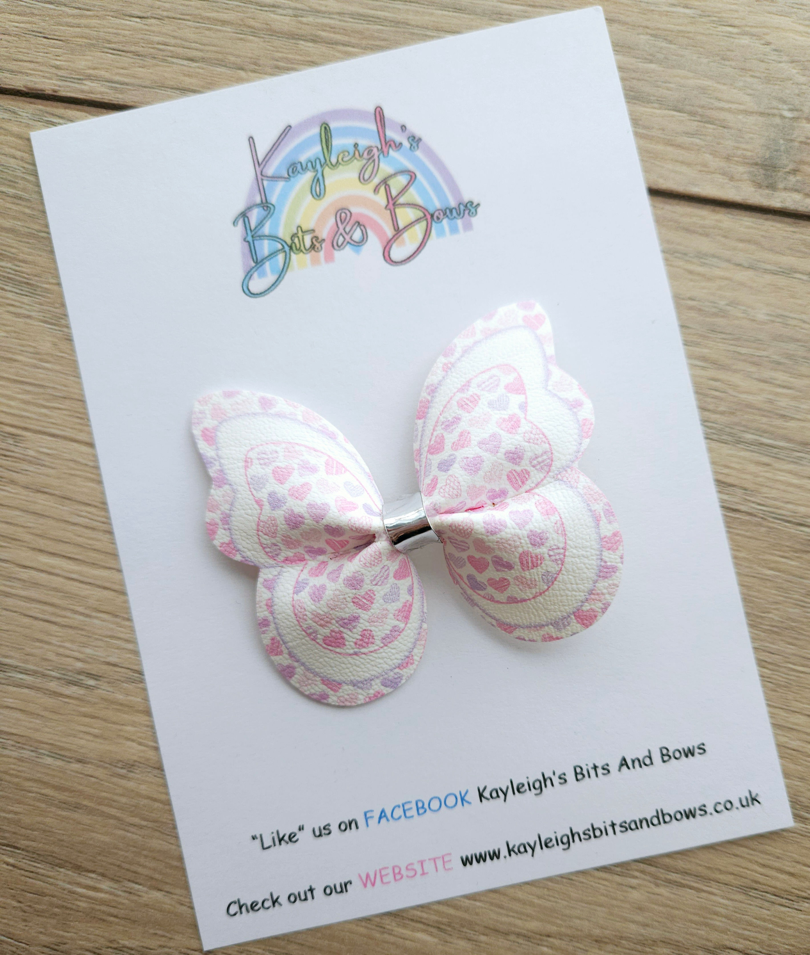 Love Heart Small Butterfly Hair Bow 