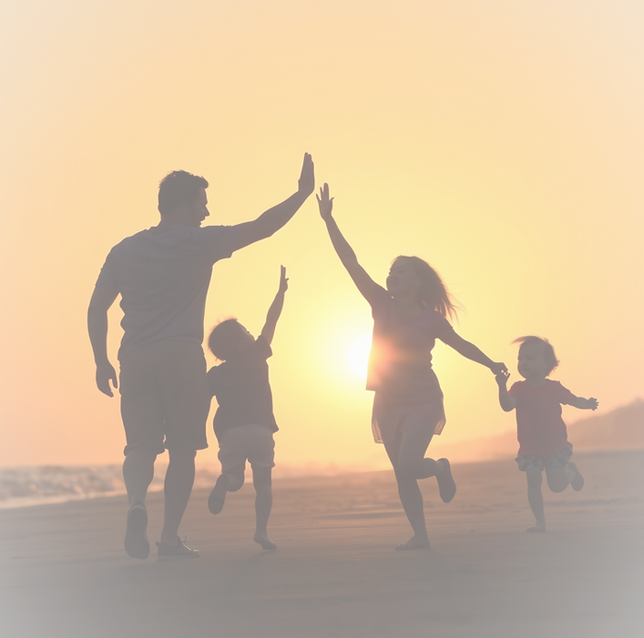 Family silhouette image beach happy pla