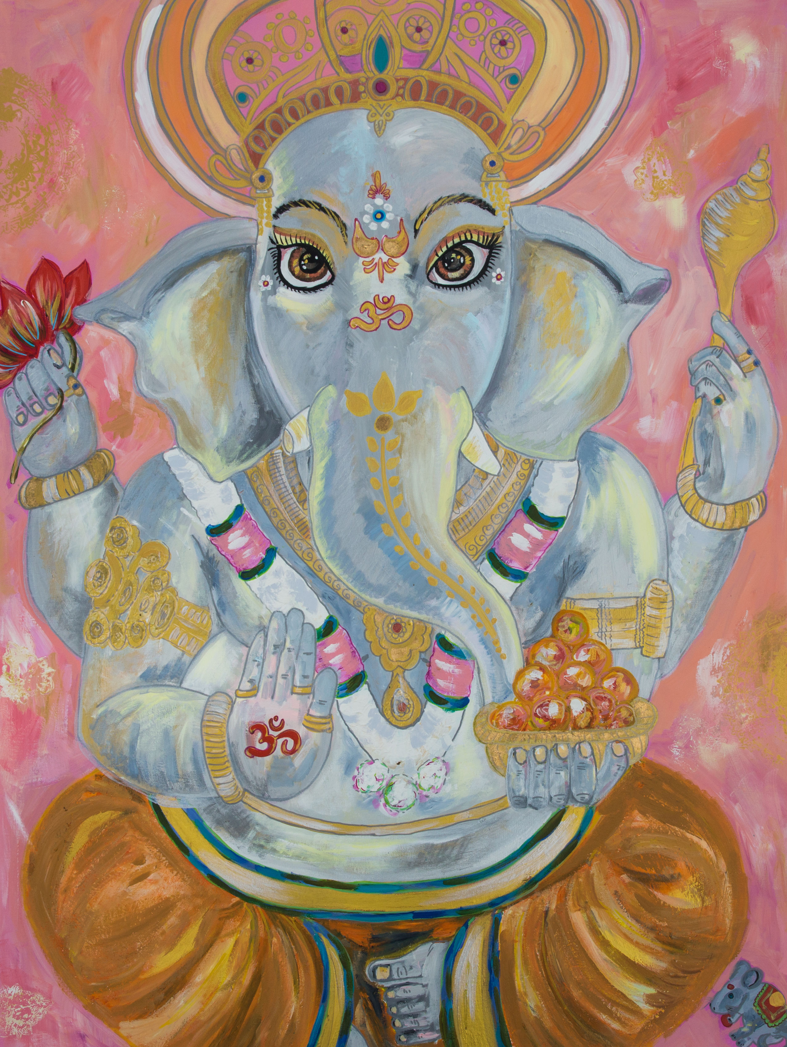 “Ganesha’s Grace” – Divine Elephant Deity Painting for Abundance & Wisdom