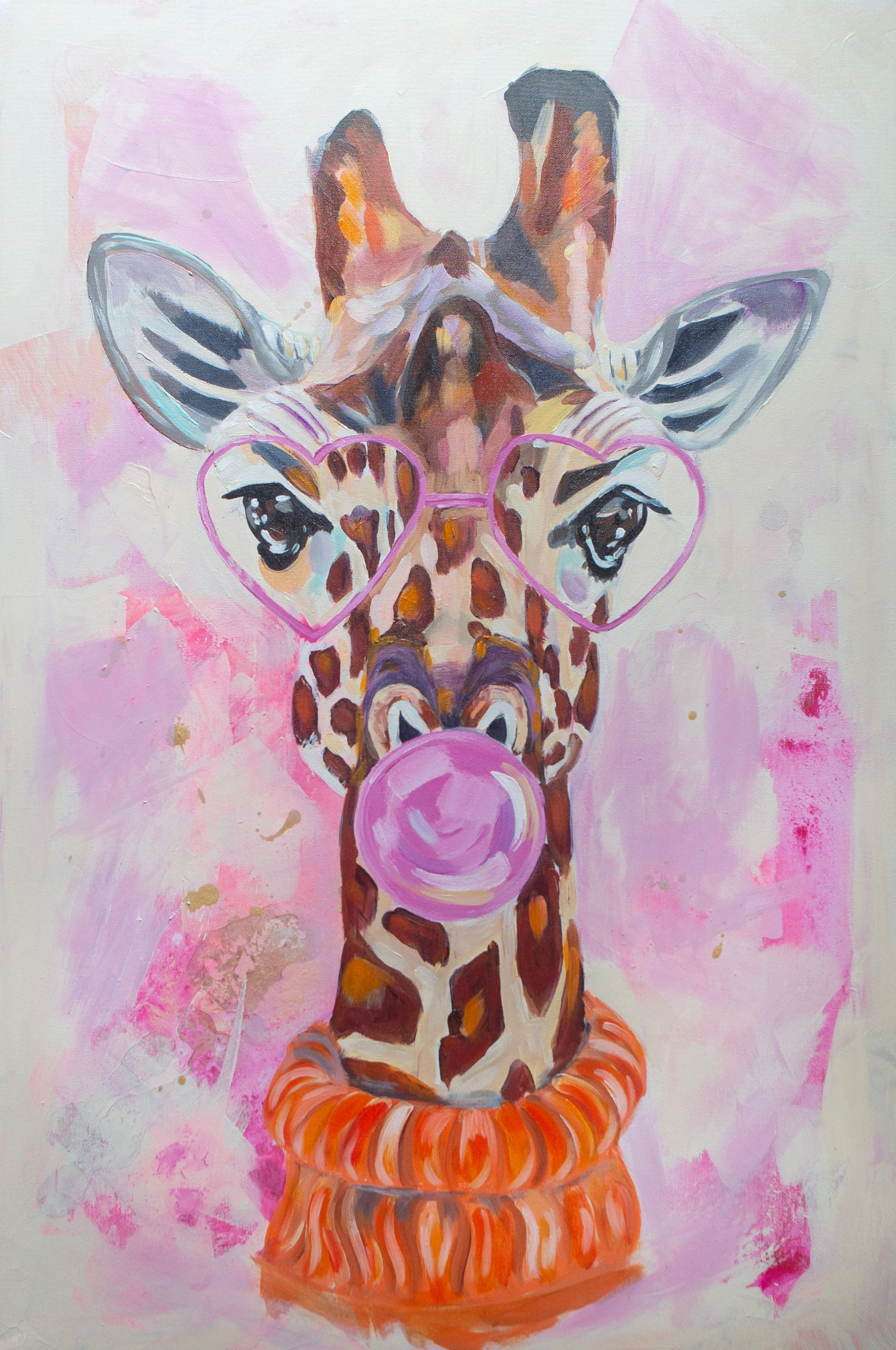 Giraffe In The Scarf. 200g Satin Poster.