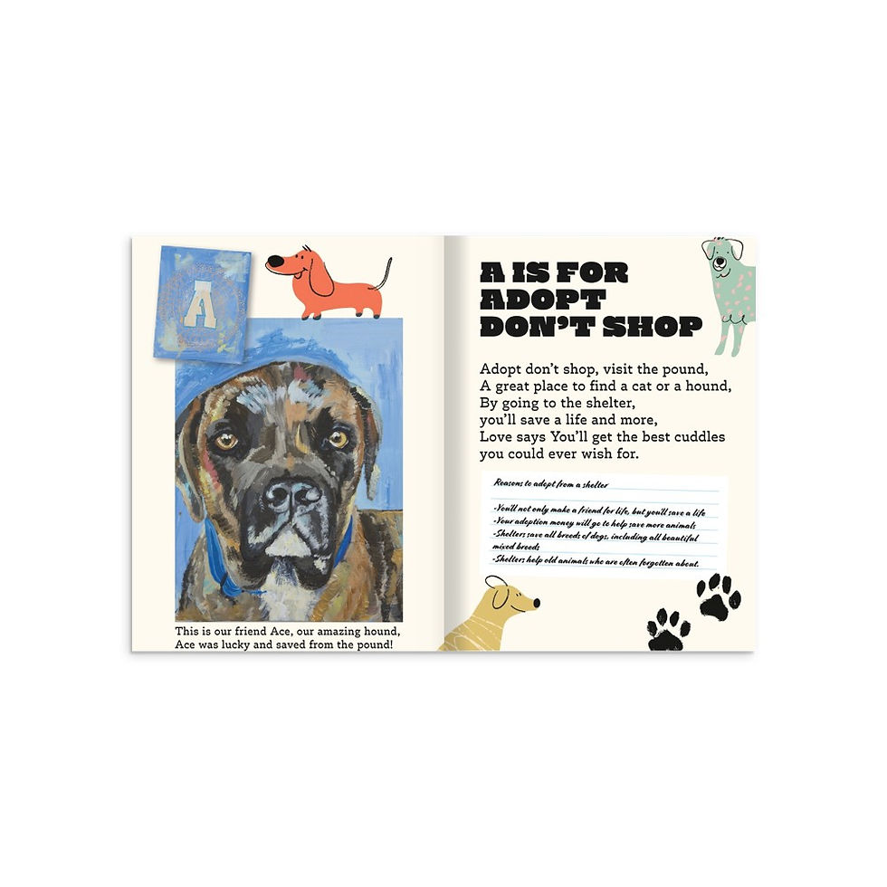 Thumbnail: Cover of “The A–Z of Love Says” children’s alphabet book showing a joyful hand-painted animal character. A creative, heart-le
