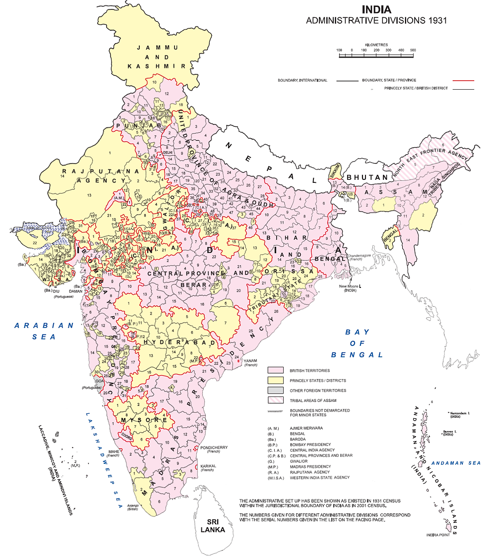 Map of India 1931. Source: Administrative Atlas of India - Census 2011