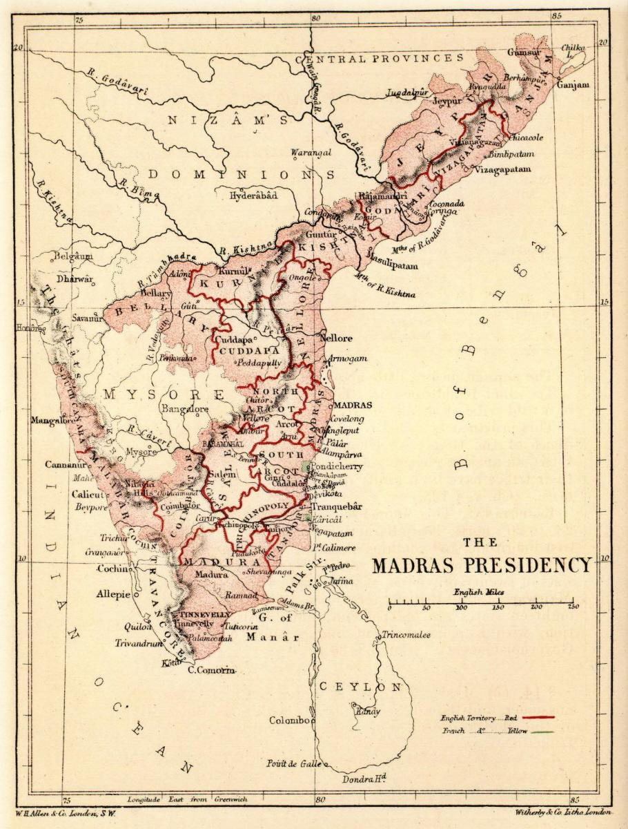 Map of Madras Presidency 1880. Source: Wikimedia Commons