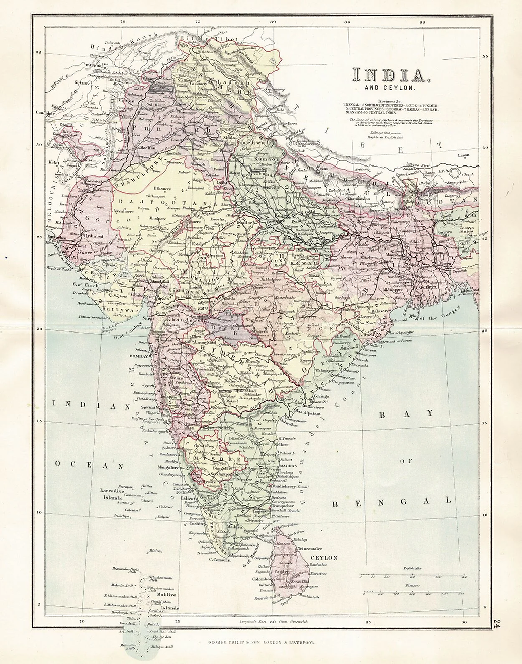 (Map of India in 1891. Source: Atlas of Ancient and Modern Geography by George Phillip & Son, 1891)