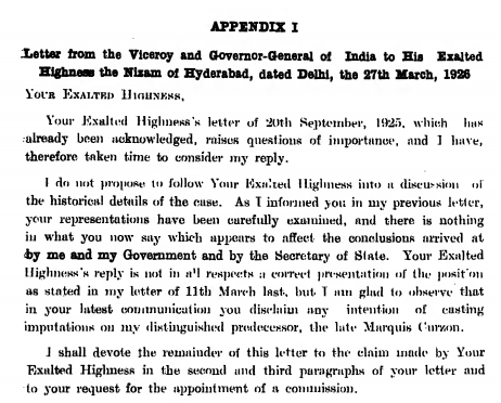 (Abstract from Lord Reading’s letter to Nizam of Hyderabad, 1926. Source: White Paper, 1950)