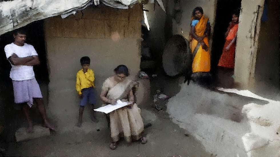 (A Census worker collects information on the first day of the national Census at Ramsingh Chapori village, east of Guwahati, India, on April 1, 2010. | Source: The Hindu)